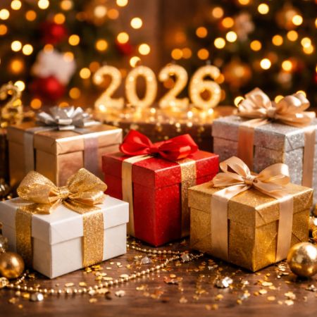 beberapa kado tahun baru 2026 di atas meja